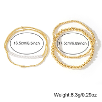 Ensemble de bracelets perlés plaqués or 14 carats Go2boho, en acier inoxydable extensible, délicats, à superposer, avec boules dorées et perles pour femmes