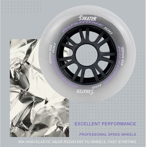 RUSH ONE - <span class=keywords><strong>Patines</strong></span> de Velocidad Profesionales para Exteriores con Ruedas Plateadas de PU, <span class=keywords><strong>Precio</strong></span> Especial, 3*100 mm, Rodamientos ABEC-9 de Fibra de Carbono, Metal - Product Image 2