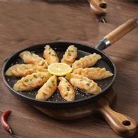 Wajan Crepe Besi Cor Berlapis Enamel Modern Anti Lengket 10 Inci dengan Gagang Kayu untuk Memasak Pancake, Tortilla, dan Roti