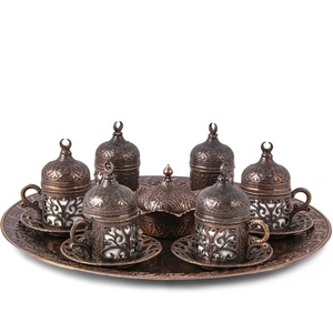 Classic Ottoman Design 6-piece Bronze Colored <b>Turkish</b> <b>Coffee</b> <b>Set</b> - Product Image 1