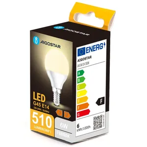 E14 G45 LED bombilla 6W 3000K, Luz clida, Bajo consummo, Larga duracin เหมาะอย่างยิ่ง Para iluminacin decorativa Y ambiental. - Product Image 1