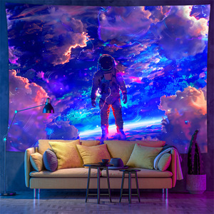 Neon Glowing Wall Tapestries Astronaut Fantasy UV Reactive Tapestry Black Light UV <strong>Space</strong> Wall Background <strong>Decoration</strong> - Product Image 6