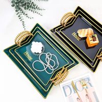 3-delige eco-vriendelijke plastic opbergbakjes voor snacks, fruit, sieraden, parfum, cosmetica - moderne luxe gouden inlay voor feestjes