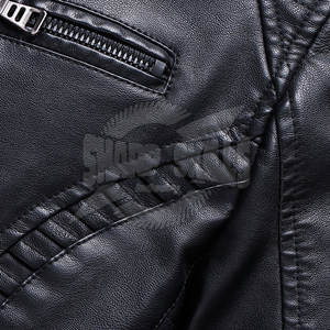 Veste en cuir pour hommes, couleur unie, design personnalisé, à col montant style High Street - Product Image 5