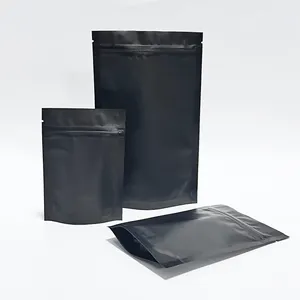 Sacs en Mylar Fini mat Stand up Ziplock Pouch Bag matte white black zip lock Sac refermable anti-odeur - Product Image 5