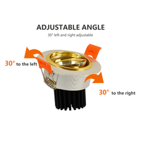 Style moderne Intérieur à angle réglable Maison Hôtel Aluminium 5w 7w 10w 15w 20w COB Encastré Plafond rond Led Down Light