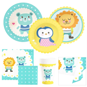 DAMAI New Design Kids Birthday Party <b>Disposable</b> <b>Tableware</b> with Animal Shape Banner Honeycomb Centerpiece Blower Supplie - Product Image 6