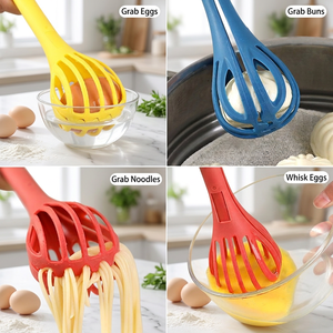 ที่ตีไข่และที่หนีบอาหาร 2-in-1 พร้อมปากหนีบหยัก 5 จุด มี 4 สี อุปกรณ์ครัวอเนกประสงค์สำหรับร้านอาหารและใช้ในบ้าน ขายส่ง - Product Image 2