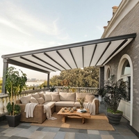 Pergola motorisée rétractable et pliable en aluminium, auvent imperméable avec éclairage LED pour patio, jardin, balcon, terrasse, villa, cour