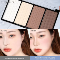 Palette de fard à joues mat longue tenue avec logo personnalisé, 4 couleurs, palette de fard à joues à application douce, maquillage du visage pour un usage quotidien