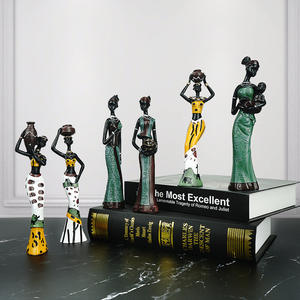 Set di Statuette in Resina di Donne Tribali Africane - 6 Pezzi di Statue in Stile <span class=keywords><strong>Etnico</strong></span> per <span class=keywords><strong>Arredamento</strong></span> Casa - Product Image 4