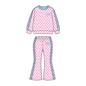 Conjunto de Ropa para Niñas Pequeñas, Sudadera con Lindos Puntos Coloridos, Pantalones a Rayas con Corte Acampanado, Pre-venta - Product Image 6