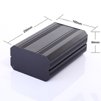 Boîtiers en aluminium extrudé noir 250*160*94mm, boîte électronique pour instruments PCB, boîte vide pour haut-parleur, boîte de distribution en aluminium