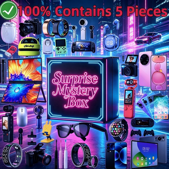 Includes 5 Pieces 100% Surprise Novelty Electronics Random Mobile Phones Smartwatch Earphone Lucky Mystery Box Festival Gift