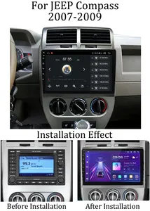 Autoradio pour JEEP Compass 2007 - <span class=keywords><strong>2010</strong></span>, lecteur multimédia sans fil Carplay, autoradio Android 2din, écran HD 9 pouces, navigation GPS - Product Image 2