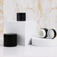 Pot cosmétique de luxe vide en aluminium à double paroi noir avec couvercle à vis, 5g, 10g, 1oz, 2oz, 4oz, pour crème