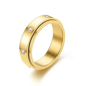 Anillo Giratorio Antiestrés de Acero Inoxidable con Circonita Cúbica y Zirconia, Diseño Moderno - Product Image 6