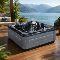 Virlux Spa carré autoportant en acrylique 6 places chauffé, 55 jets d'air et de massage à remous, avec cascade, pour villa extérieure