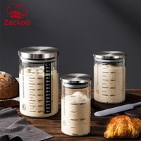 Pot à levain 900 ml, récipient à levain en verre transparent et accessoires, fournitures pour la cuisson du pain au levain, stockage des aliments fermentés