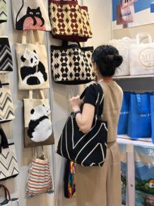 Knitting <strong>Bag</strong> Handbags Large Crochet Tote Polyester Knitted Women Organizer Craft <strong>Crotchet</strong> Knitted <strong>Bag</strong> Big Tote Women <strong>Bag</strong> - Product Image 3