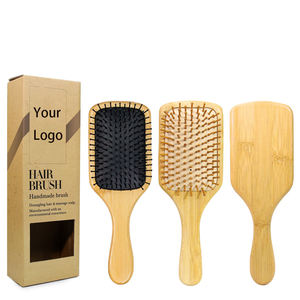 Custom Logo Bamboo Hair <strong>Brushes</strong> Bulk Wooden Paddle <strong>Brush</strong> Scalp Massage Bristle Anti Static Engraving DIY Gifts for Women - Product Image 2