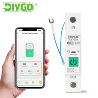 DIY GO TUYA Mini 1-63A 1P Interrupteur intelligent WIFI avec compteur d'énergie, disjoncteur, protection contre les surtensions et les surintensités, relais de contrôle de température