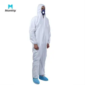 Bán Hot Chất Lượng Cao Không Thấm Nước Oilproof An Toàn Chuyên Nghiệp Trùm Đầu Microporous Không Dệt Coverall Với Zipper Bìa Flap