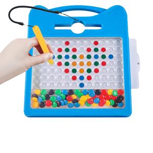 磁気ドローイングボード大型マグネット落書きボードペンとドットビーズカラー形状パターンアートパッドモンテッソーリ旅行おもちゃ - Product Image 2