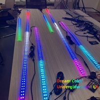 DC 12V 6 PCS Double Rangée RVB Chasing Car Underglow Lights Étanche Led Lumière Ambiante Voiture Par APP Contrôle