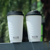 Gobelets en papier à double paroi écologiques jetables avec couvercles pour café, restaurant, service de plats à emporter, conteneur personnalisé