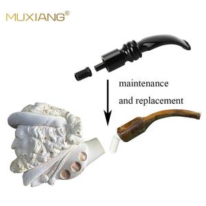 MUXIANG Meerschaum Pipe Mouthpiece Bent Type Sepiolite Tobacco Pipe Part Replacement Maintenance Accessory - Product Image 1