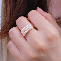 Bague en fil tressé plaqué or 14 carats sur mesure, design INS, faite à la main, perle d'eau douce naturelle de qualité AAAA, forme baroque pour femme