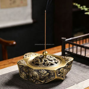 Squisito Bruciatore d'Incenso in Bronzo Fuso Intagliato, Scultura Tradizionale <span class=keywords><strong>Cinese</strong></span> per Arredamento Casa, Ufficio, Sala <span class=keywords><strong>da</strong></span> Tè, Regalo - Product Image 2