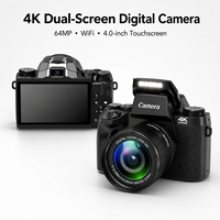 Appareil photo numérique 64MP avec capteur CMOS 4K, écran tactile 4,0 pouces, batterie au lithium, zoom optique 16X, griffe porte-accessoire, Wi-Fi, lumière d'appoint, 9 modes, caméra Vlog