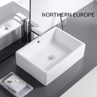 Vente en gros d'usine Hôtel Céramique Salle de bain Lavabo Évier Articles sanitaires Comptoir en céramique blanche Bassin d'art