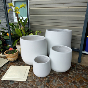 Pots de fleurs ronds en argile fibreuse blanche, vente, haute résistance, légers, grands, pour jardin extérieur, fleurs/plantes vertes, sol moderne - Product Image 5