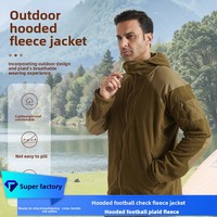 Veste polaire à capuche sportive pour homme - Chaude et confortable - Motif à carreaux imprimé - Idéale pour les activités de plein air
