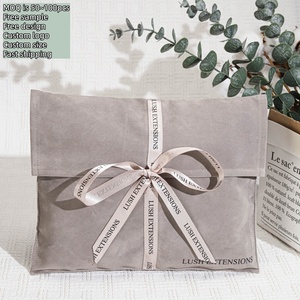 Busta di velluto grigio di alta qualità custodia per imballaggio di scarpe con Logo personalizzato stampato per capelli borsa custodia in velluto - Product Image 2