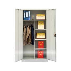 Modern Steel Closet Locker with <b>Mirror</b> 2-Door Space Saving <b>Wardrobe</b> for Office & Workshop Use Metal Cabinet - Product Image 4
