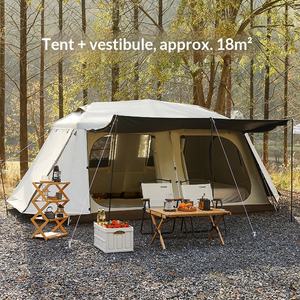 Carpa de Camping Arctic Wolf, Negra, con Protección Solar, Impermeable, para Varias Personas, Totalmente Automática, de Doble Capa, Estilo Chimenea, Oxford - Product Image 2