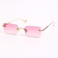Lunettes de soleil rectangulaires sans monture 3602, monture en métal, verres en nylon teintés de luxe, lunettes de soleil pour hommes et femmes, style vintage Y2K, lunettes sans monture