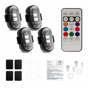 AUXITO 4 pièces, lumières stroboscopiques LED sans fil, RGB, 8 couleurs, lampes d'avertissement clignotantes, charge USB - Product Image 3