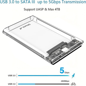 <span class=keywords><strong>Caja</strong></span> Externa Ultra Delgada de Plástico para Disco Duro SATA de <span class=keywords><strong>2.5</strong></span> Pulgadas, <span class=keywords><strong>USB</strong></span> 3.0, Compatible con PS4, Plug and Play, Soporta SSD de 4TB, SATA III 6gbps - Product Image 4