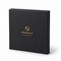 Boîte cadeau pour disque vinyle rigide magnétique noir mat, boîte d'emballage d'album LP personnalisée avec gaufrage en feuille d'or et texture rainurée