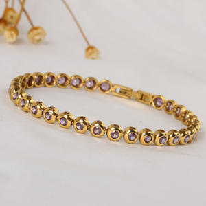 กำไลข้อมือดีไซน์เนอร์คุณภาพสูงยอดนิยม ชุบทอง 18k PVD สแตนเลสสตีลกันน้ำ ประดับอัญมณี 5 มม. สำหรับเป็นของขวัญ - Product Image 4