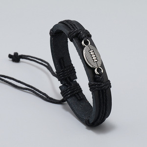 Bracelet <span class=keywords><strong>de</strong></span> <span class=keywords><strong>sport</strong></span> <span class=keywords><strong>Sac</strong></span> en cuir <span class=keywords><strong>Rugby</strong></span> Football américain Cadeaux pour filles garçons Bracelet réglable adulte Parfait pour cadeau <span class=keywords><strong>de</strong></span> <span class=keywords><strong>sport</strong></span> Noir - Product Image 3