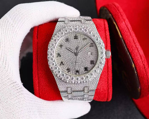 Montre de plongée de luxe de style hip-hop de créateur, sertie de diamants glacés, couleur D VVS, moissanite, chronographe automatique mécanique en laiton, 100 bars - Product Image 6