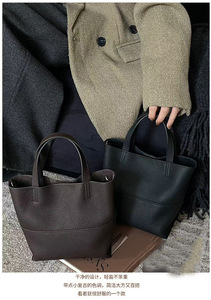 Bolso de Hombro de Cuero Genuino de Diseño de Alta Calidad, Bolso Tipo Cubo Simple y Casual para Mujer, Bolso Bandolera Diagonal de Gran Capacidad - Product Image 5