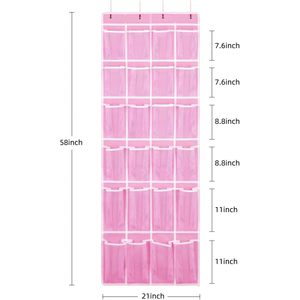 Hanging Shoe Organizer 24 Mesh Pockets Non-Woven Fabric <b>Over</b> <b>Door</b> Storage Bag 58x21inch Large Capacity Rectangle Shape - Product Image 2