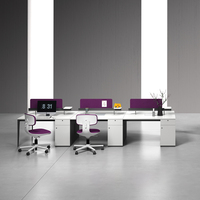 Poste de travail modulaire extensible en bois, moderne et simple, avec meuble mobile pour espace de bureau ouvert d'entreprise